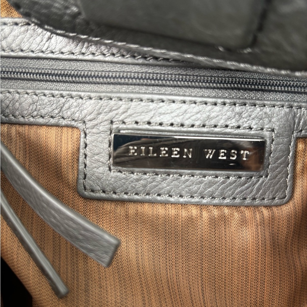 Eileen West Bag Elegant Silver Leather Tote Bag - Picture 9 of 14